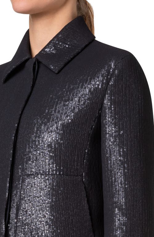 Shop Akris Winslow Sequin Crop Jacket In Black