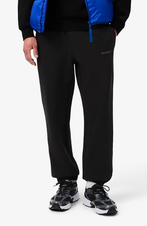 Shop Lacoste Double Face Organic Cotton Blend Piqué Sweatpants In Black