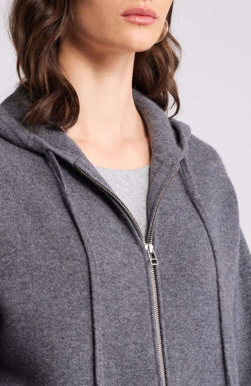 Shop Nordstrom Wool Blend Zip Hoodie Cardigan In Grey Dark Heather