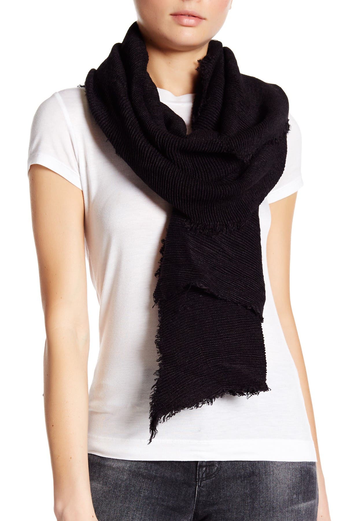 Modena Oversized Pleated Blanket Scarf In Black At Nordstrom Rack Modesens