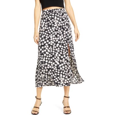 Leith Ditsy Floral Midi Skirt, Black