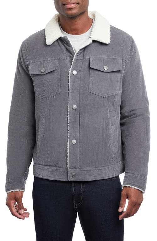 Lucky Brand Kenton Corduroy Faux Shearling Lined Trucker Jacket In Pearl