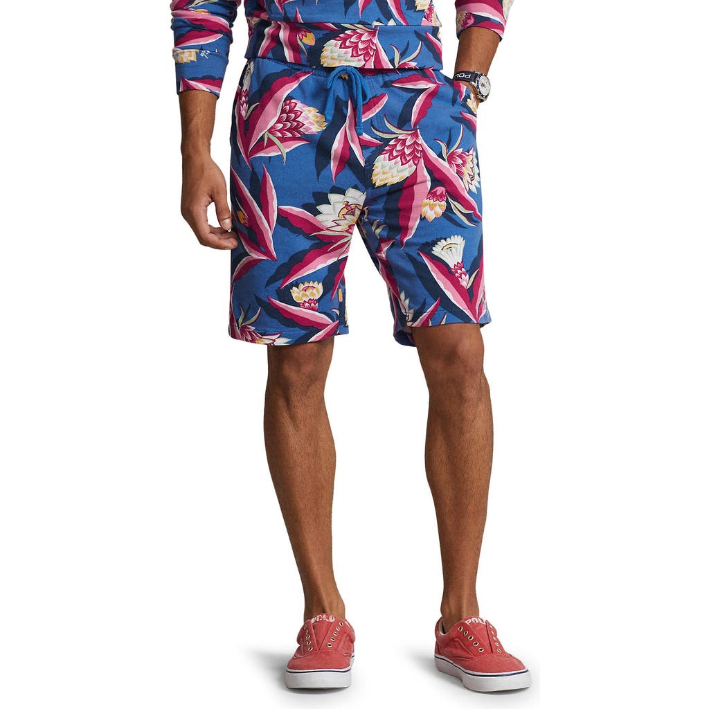 Shop Polo Ralph Lauren Floral French Terry Sweat Shorts In Bonheur Floral/spa Royal