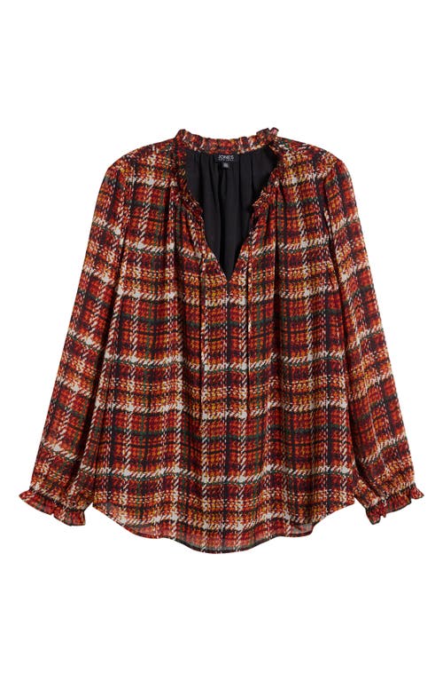 Shop Jones New York Plaid Peasant Top In Bordeaux Multi