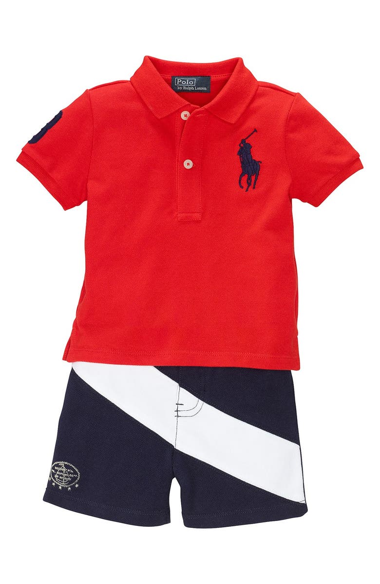 Ralph Lauren Polo & Banner Stripe Shorts (Baby Boys) | Nordstrom