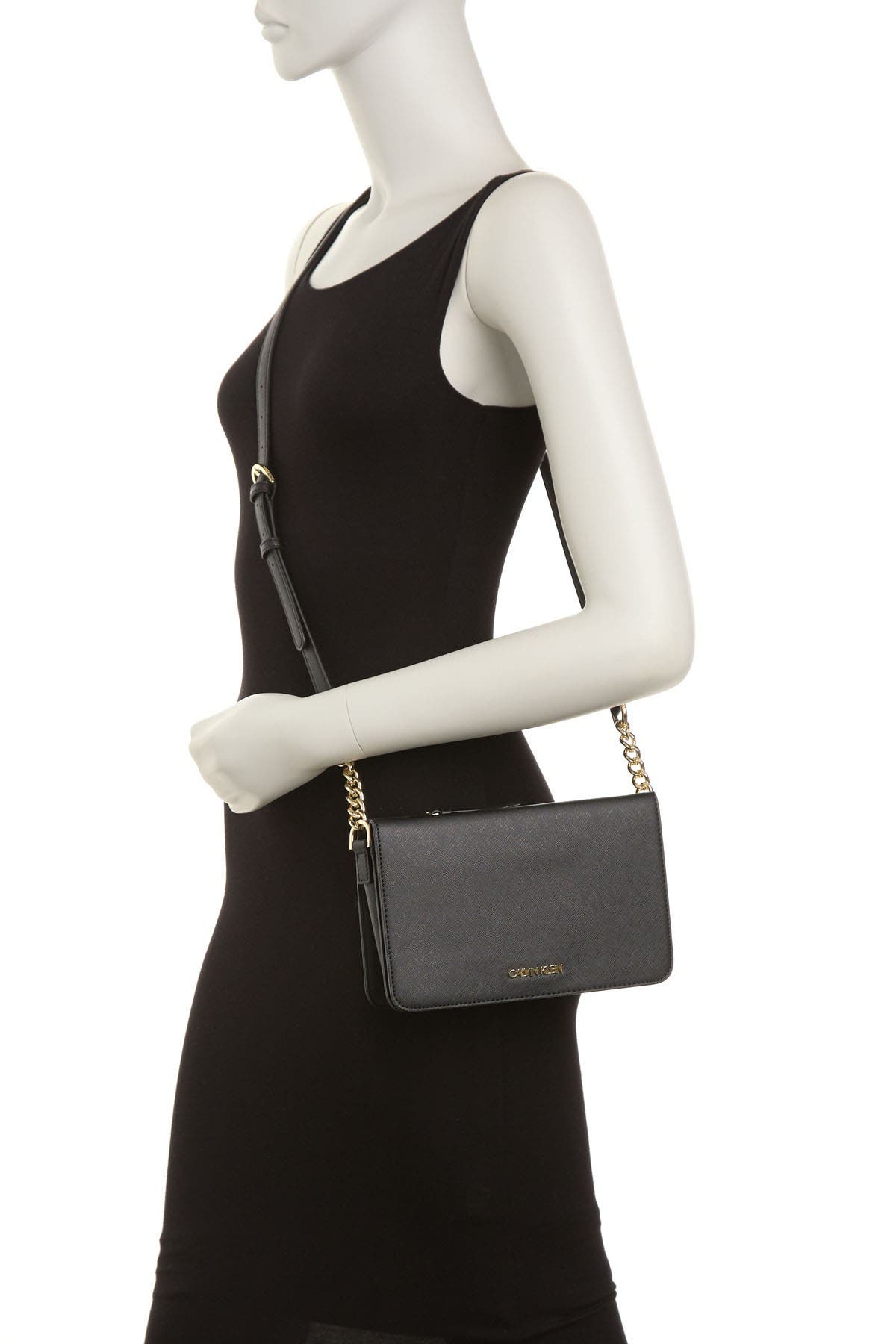 calvin klein hayden saffiano leather chain crossbody