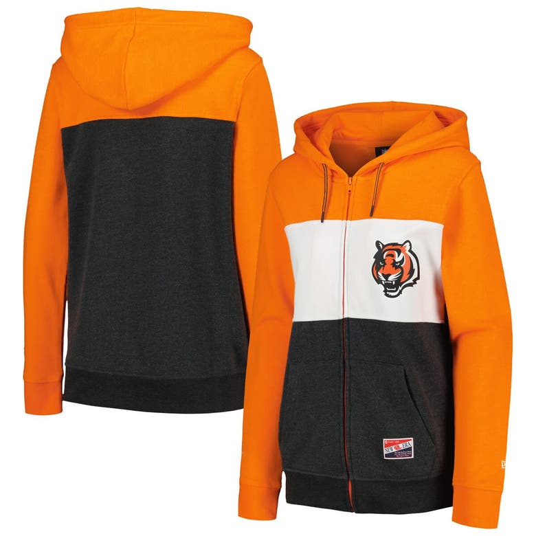Shop New Era Orange Cincinnati Bengals Color-block Full-zip Hoodie