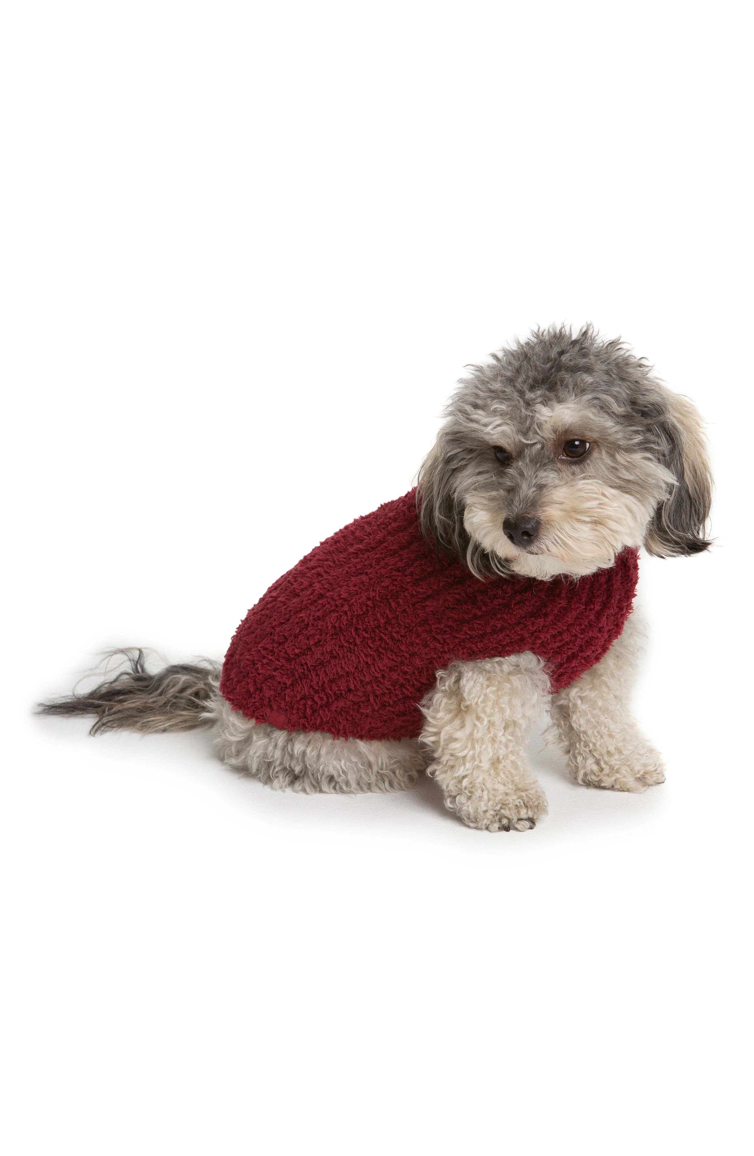 Barefoot Dreams(R) CozyChic(TM) Ribbed Dog Sweater in Cranberry