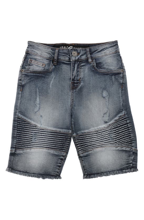 X-ray Xray Kids' Moto Distressed Denim Shorts In Medium Blue
