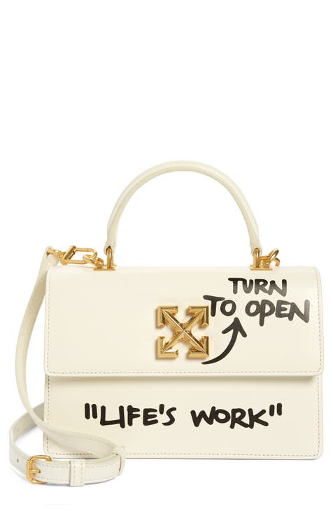 Off-White 1.4 Jitney LIFE'S WORK Bag White in Leather with Gold