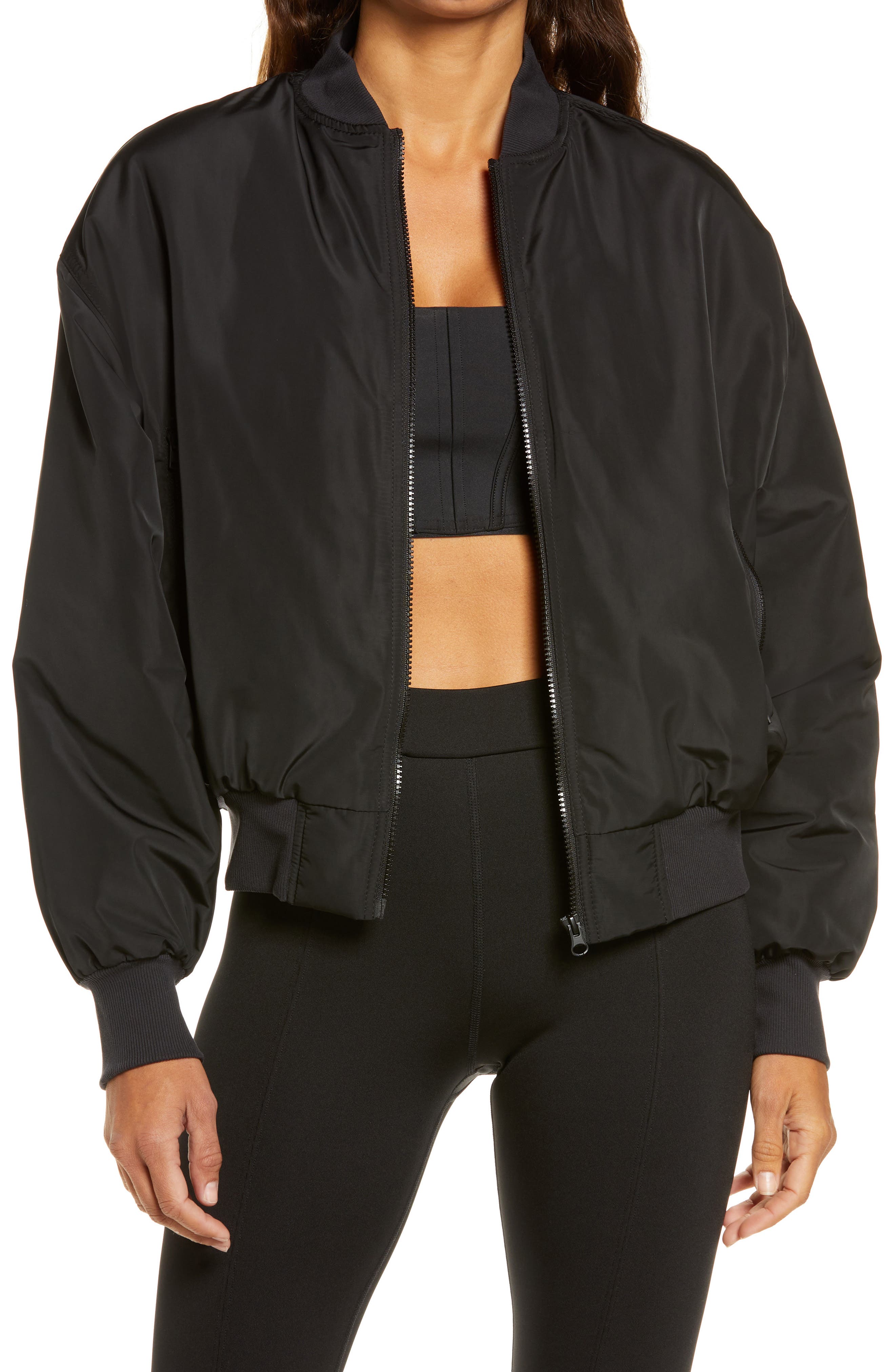 Alo Urbanite Faux Fur Lined Bomber Jacket Nordstrom