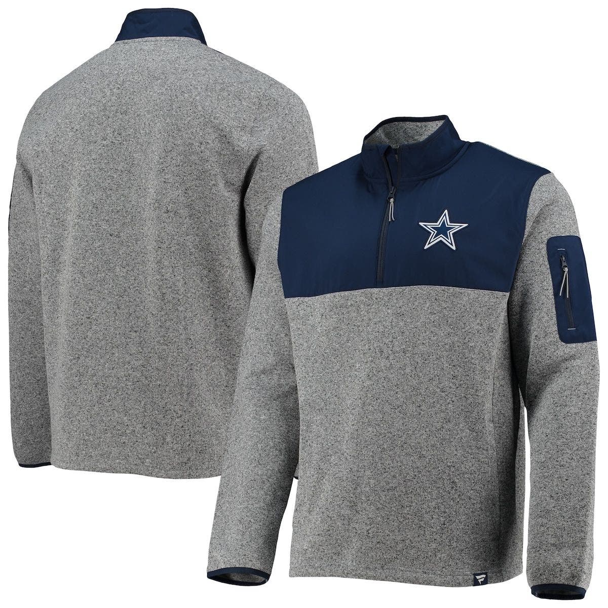 Men's Dallas Cowboys Nike White/Navy Sideline Coaches Half-Zip Short Sleeve  Jacket