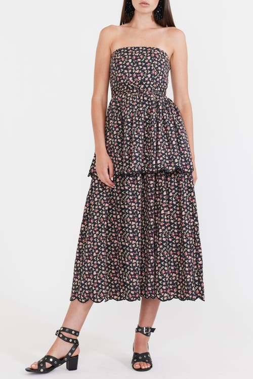 Eddy Daisy Midi Dress In Black Rose Floral