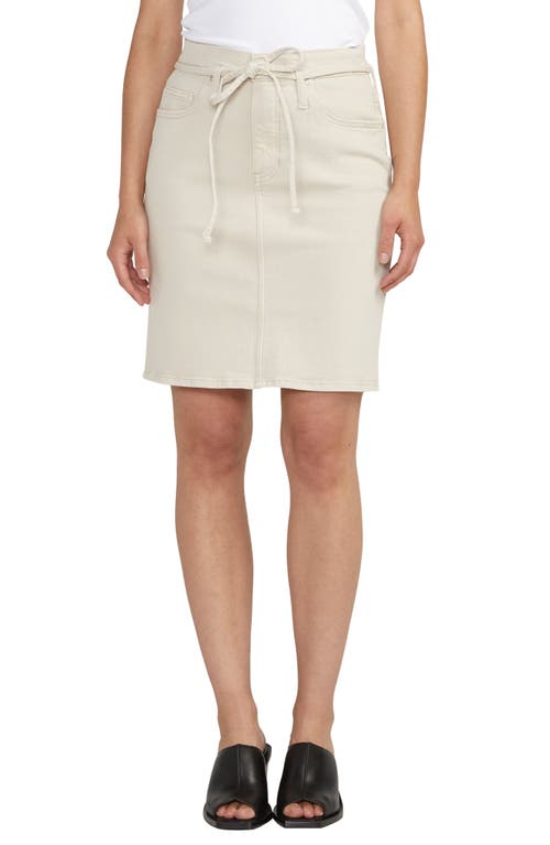 Belted Denim Skirt in Natural Almond