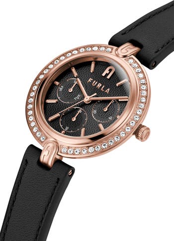 Furla Logo Links Leather Strap Watch, 36.5mm | Nordstrom