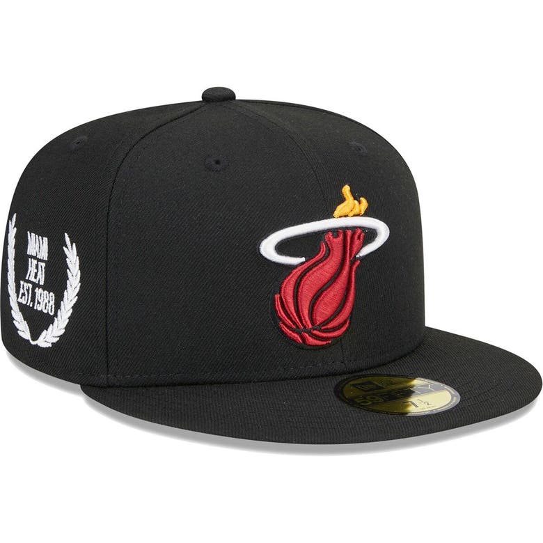 New Era Black Miami Heat Camo Undervisor Laurels 59fifty Fitted Hat ...