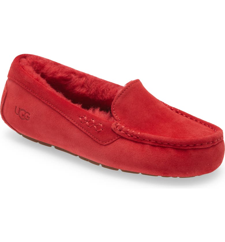 UGG<SUP>®</SUP> Ansley Water Resistant Slipper, Main, color, SAMBA RED