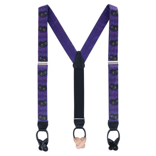 Shop Trafalgar Mardi Gras Celebration Silk Button End Suspenders In Purple