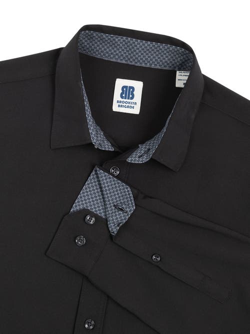 Brooklyn Brigade Men's Dante Non-iron Performance Stretch Moisture-wicking Solid Button-down Shirt In Black