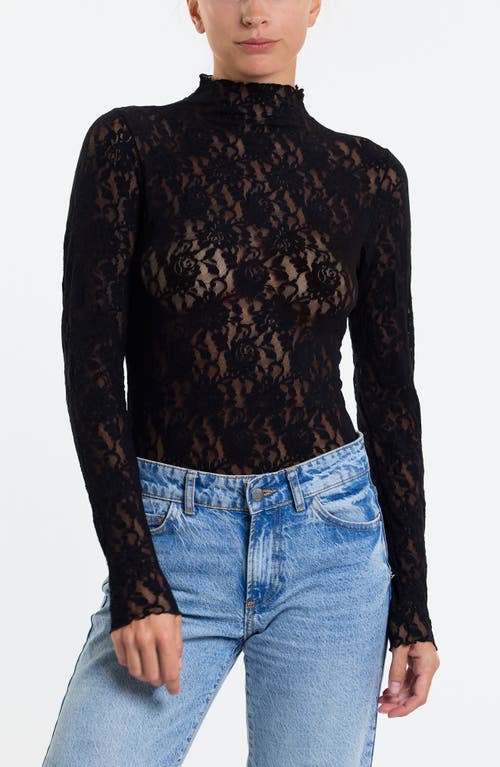 Hanky Panky Signature Lace Mock Neck Teddy In Black