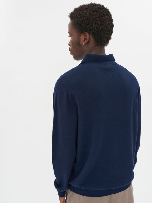 Shop Gobi Cashmere Polo Neck Sweater In True Navy