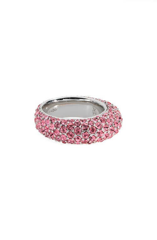 Medium Cameron Cocktail Ring in Rose Crystals & Silver Base