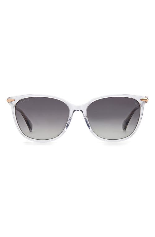55mm Polarized Cat Eye Sunglasses in Crystal /Gray