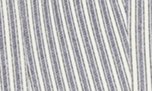 Shop Amanda & Chelsea Three-quarter Scrunch Sleeve Railroad Stripe Blazer In Blue/white