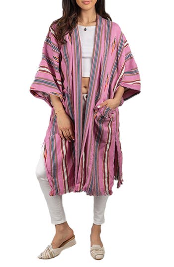Saachi Ikat Stripe Cardigan In Pink Multi