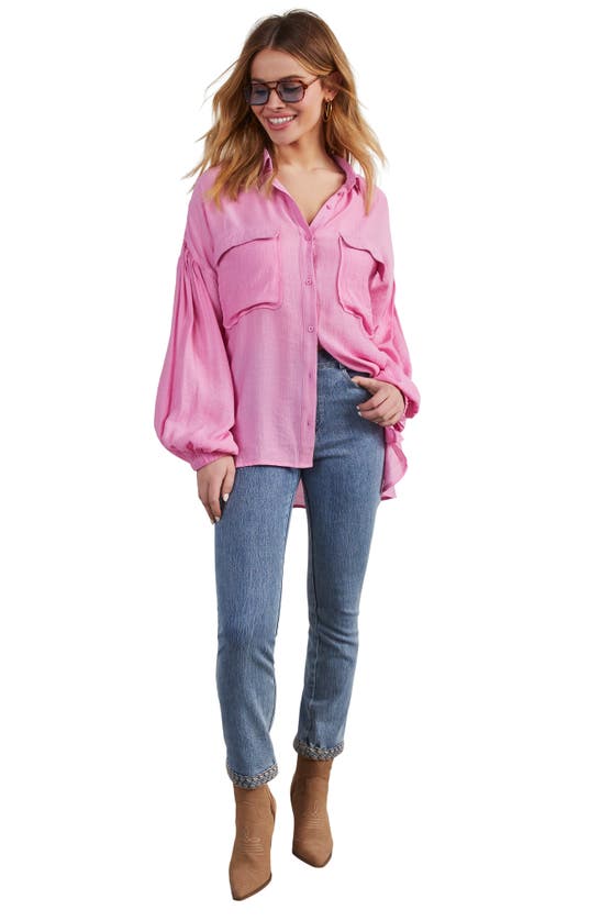 Shop Vici Collection Elowen Balloon Sleeve Button-up Shirt In Pink