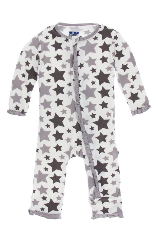 Kickee Pants Babies' Star Print Coveralls In Feather Rain Stars