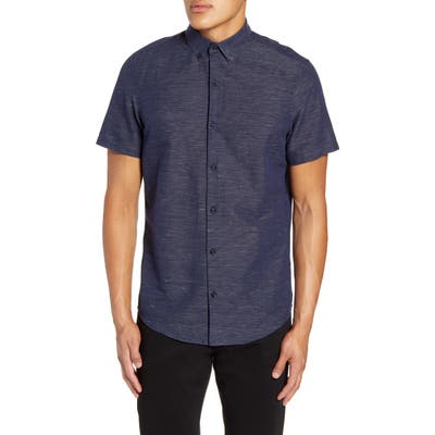 Calibrate Slim Fit Stripe Short Sleeve Button-Down Sport Shirt