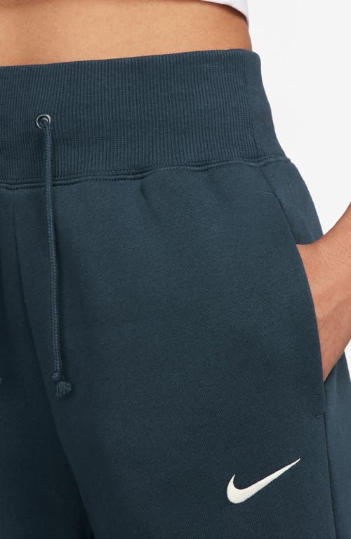 Nike Womens Phoenix High Rise Wide Pants In Armory Navy/sail