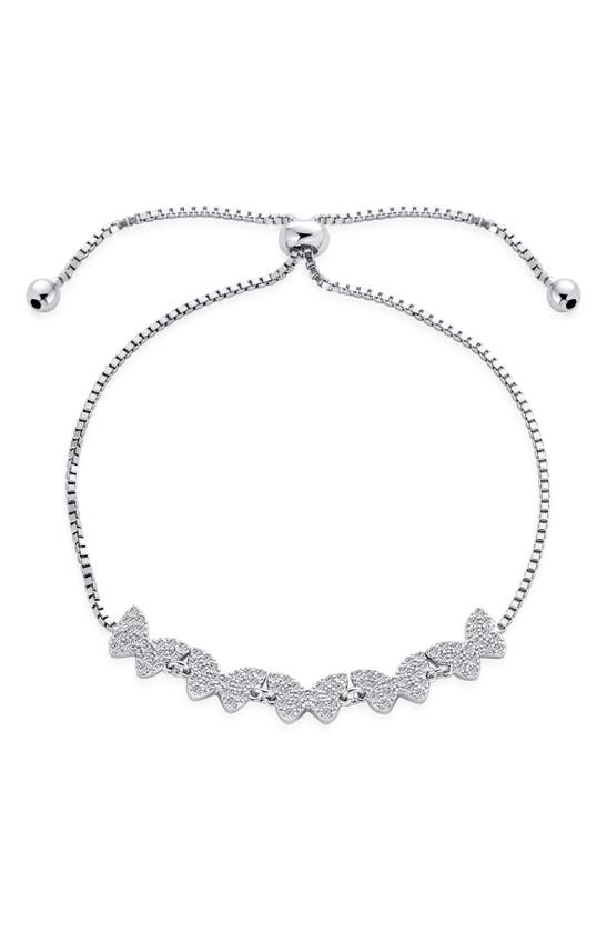 Bling Jewelry Cz Butterfly Slider Bracelet In Silver