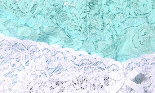 Hanky Panky Naughty Nice Assorted 2-pack Thongs In Celeste/white