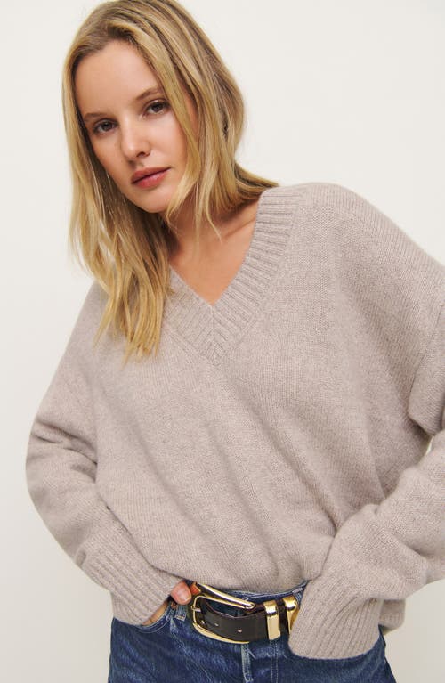 Reformation Jadey Cashmere Oversized V-neck Sweater In Barley
