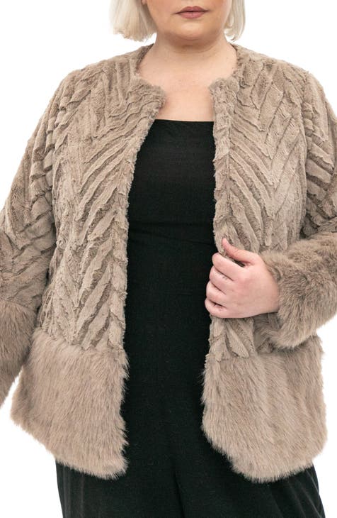 Chevron Faux Fur Bolero (Plus)