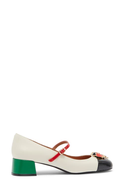 Shop Jeffrey Campbell Jitterbug Cap Toe Mary Jane Pump In Ivory Black Pat Red Cb