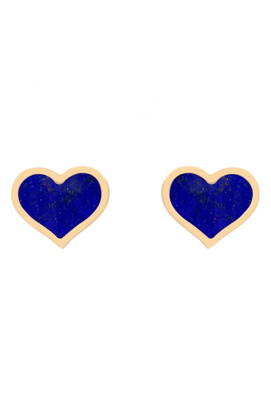 House Of Frosted Heart Stud Earrings In Gold/ Lapis