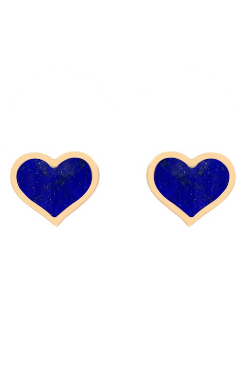 Shop House Of Frosted Heart Stud Earrings In Gold/lapis