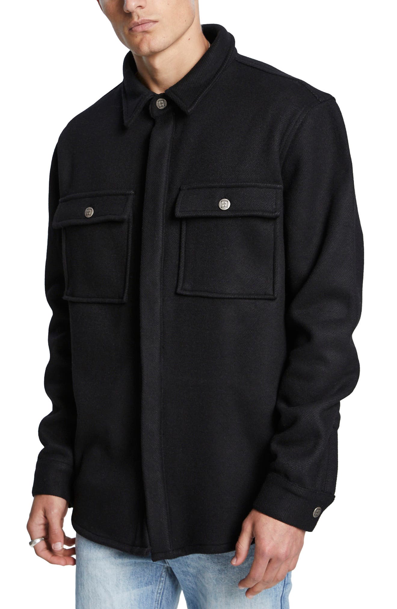 Ksubi Hi-Fi Wool Button-Up Shirt in Black at Nordstrom, Size Small