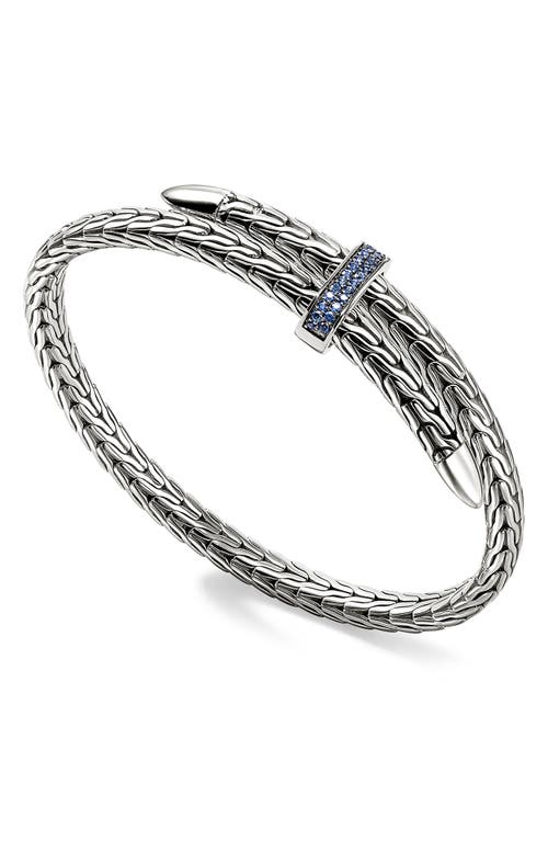 Shop John Hardy Spear Silver Bypass Bracelet In Silver/blue