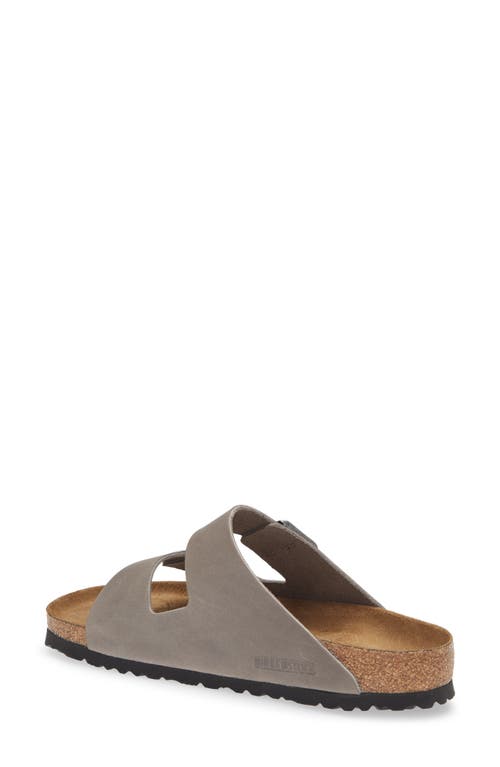 Shop Birkenstock Arizona Soft Slide Sandal In Iron Oiled Leather