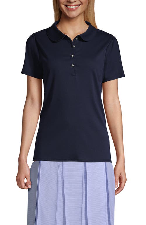 Lands' End School Uniform Short Sleeve Peter Pan Collar Polo Shirt In Classic Navy