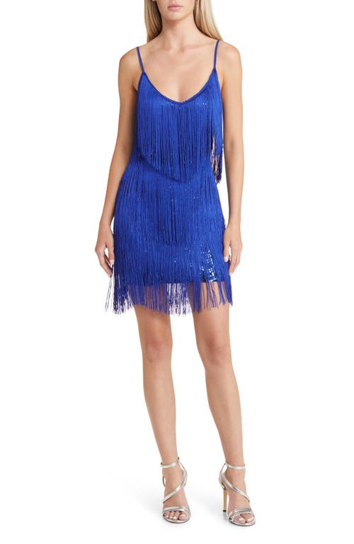 Get in the Groove Sequin Fringe Minidress in Navy Blue