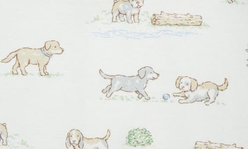Little Me Puppy Park Cotton Footie & Hat Set In Ivory