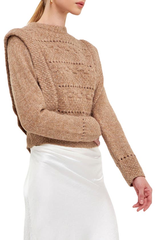 Shop Endless Rose Chunky Knit Sweater In Taupe