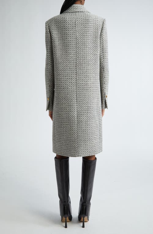 Shop St John St. John Collection Double Breasted Wool Blend Tweed Coat In Black/chalk Multi