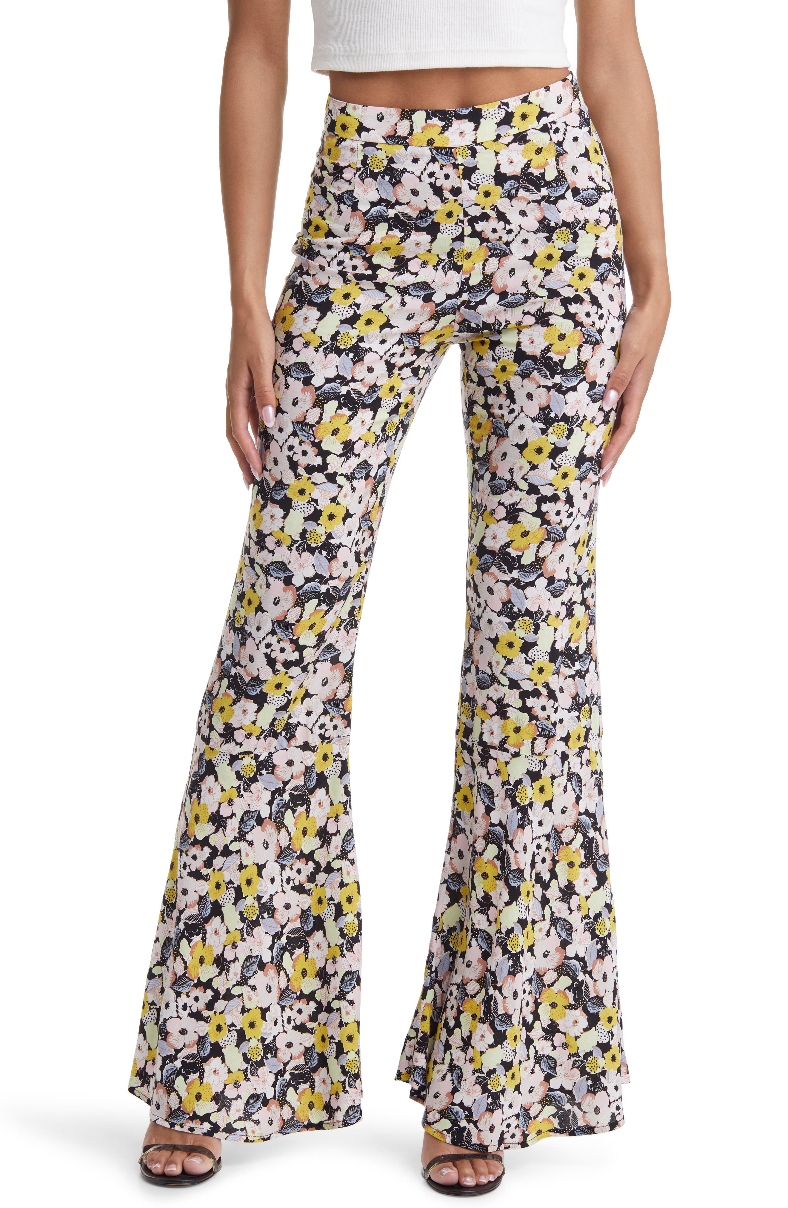 Floral High Waist Flare Pants | Nordstrom