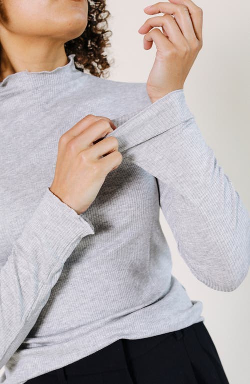 Poplinen Norma Modal Ribbed Turtleneck In Heather Gray